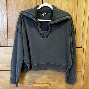 Daily Practice Anthropologie Johnny Collar Sweatshirt Vintage Wash Grey Medium